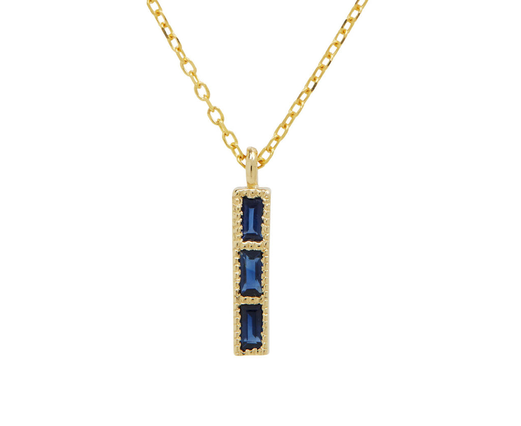 Jennie Kwon Blue Sapphire Tile Necklace - Closeup Pendant