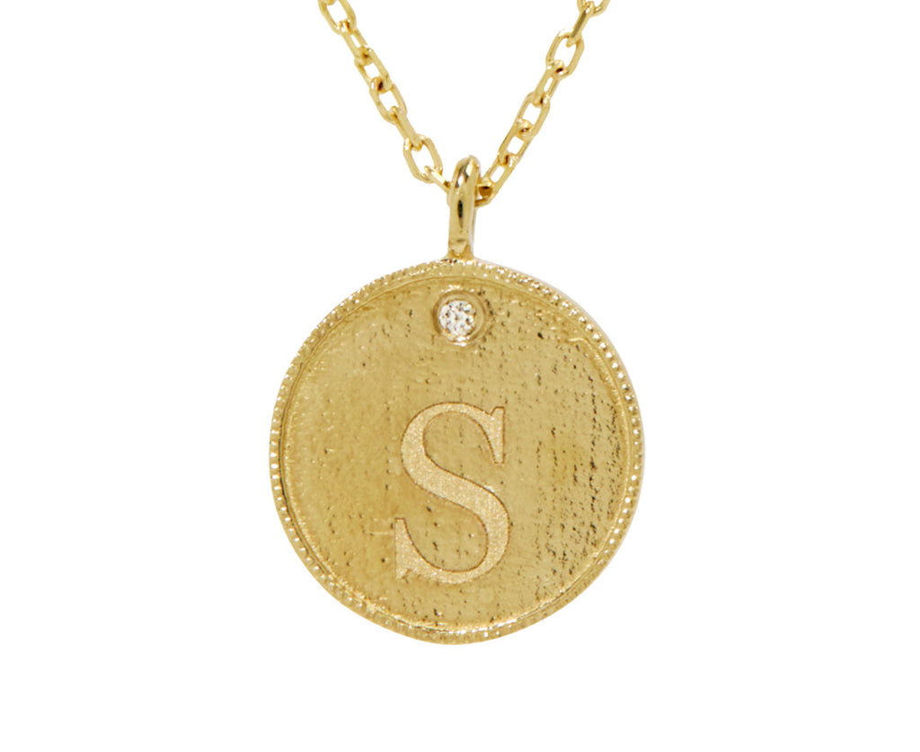 Round Milgrain Signet Necklace
