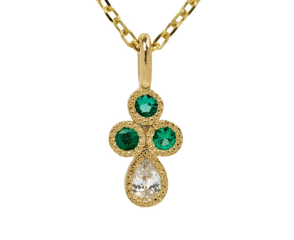 Jennie Kwon Emerald and Diamond Cadenza Necklace - Closeup