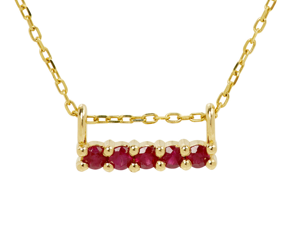Jennie Kwon Five Ruby Pendant Necklace - Closeup