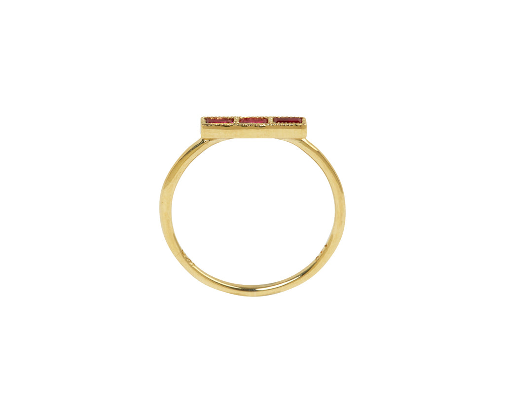 Jennie Kwon Baguette Ruby Beam Ring - Top Down View