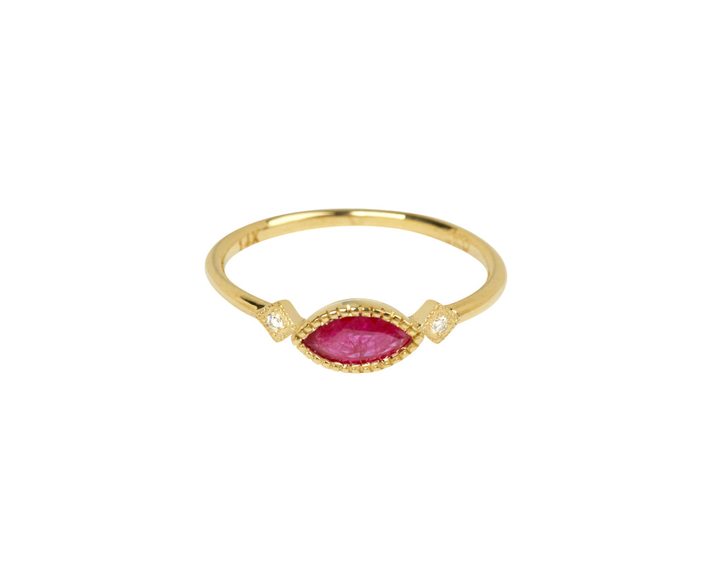 Jennie Kwon Marquise Ruby and Diamond Deco Ring