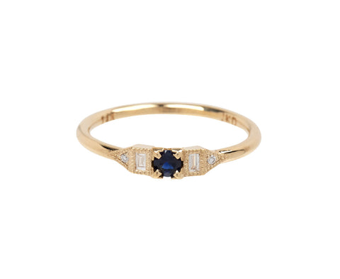 Jennie Kwon Blue Sapphire and Diamond Petite Deco Era Ring