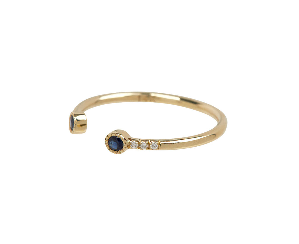 Jennie Kwon Blue Sapphire Bezel Equilibrium Cuff Ring - Angled View