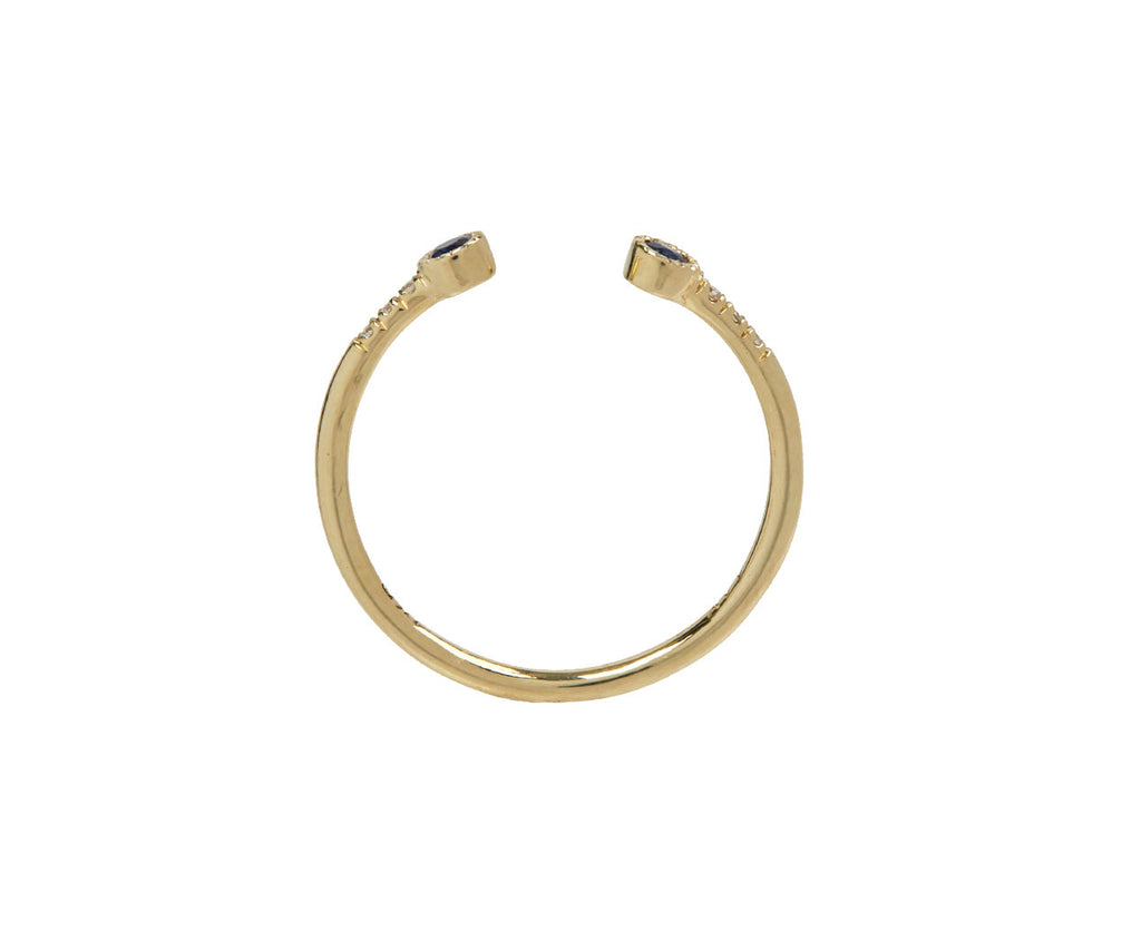 Jennie Kwon Blue Sapphire Bezel Equilibrium Cuff Ring - Side View