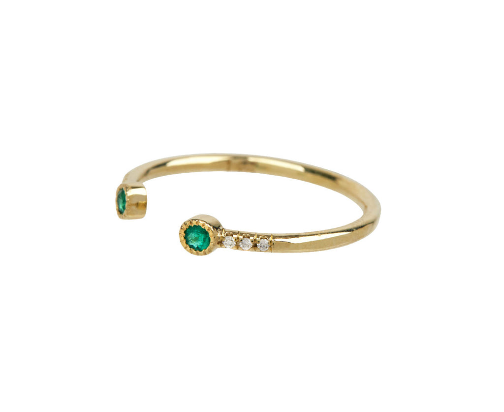 Jennie Kwon Emerald Bezel Equilibrium Cuff Ring - Angled View