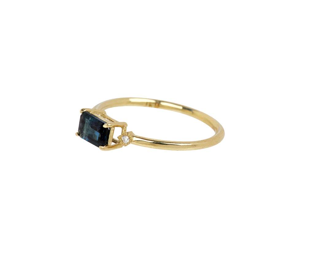 Jennie Kwon Blue Sapphire Deco Ring - Angled View
