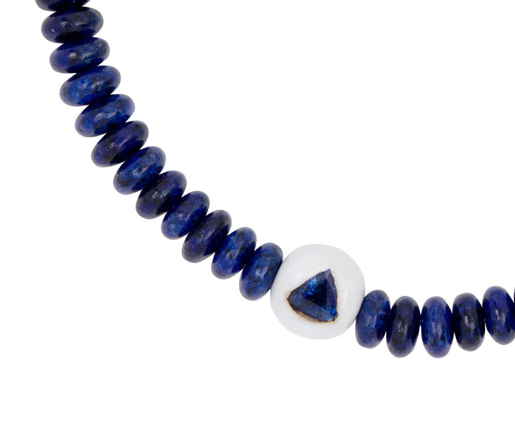 Luis Morais Sapphire Trillion on Beaded Bracelet - closeup