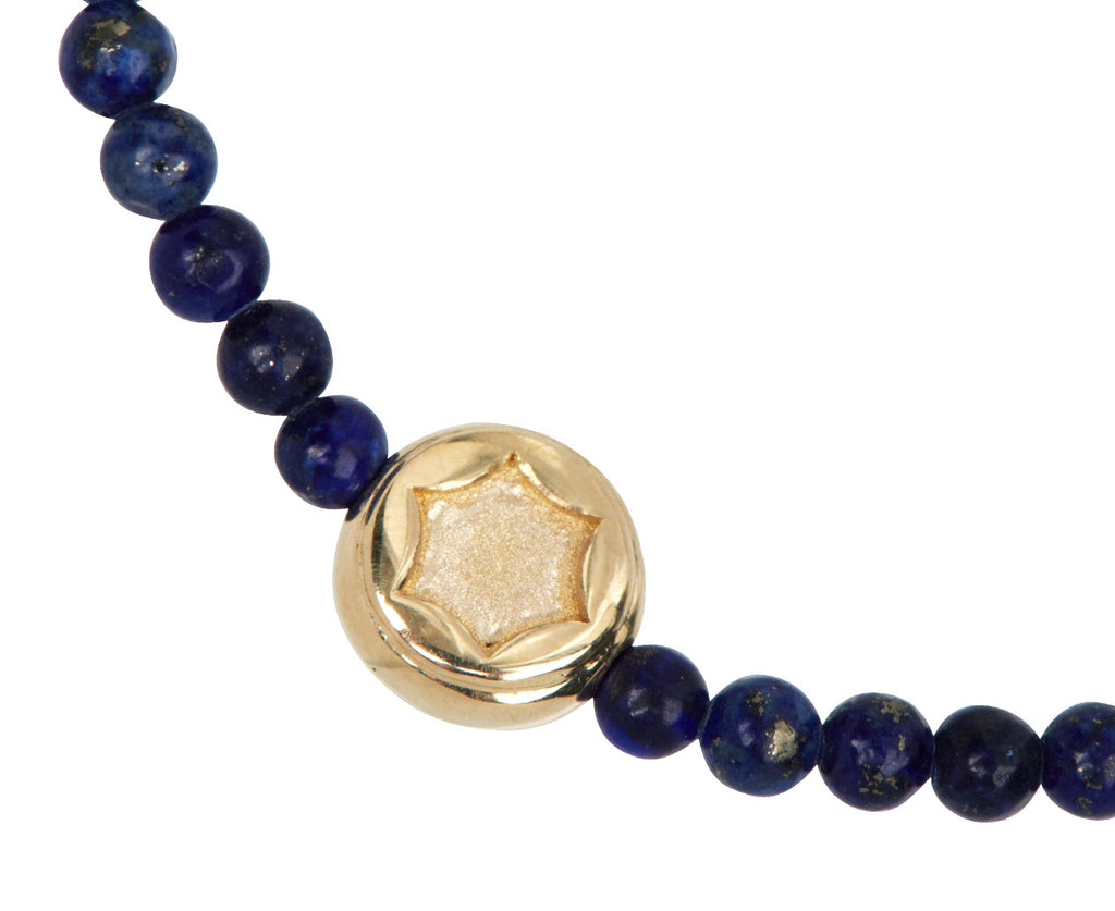 Luis Morais Lapis Gold Screw Disc Beaded Bracelet - Closeup