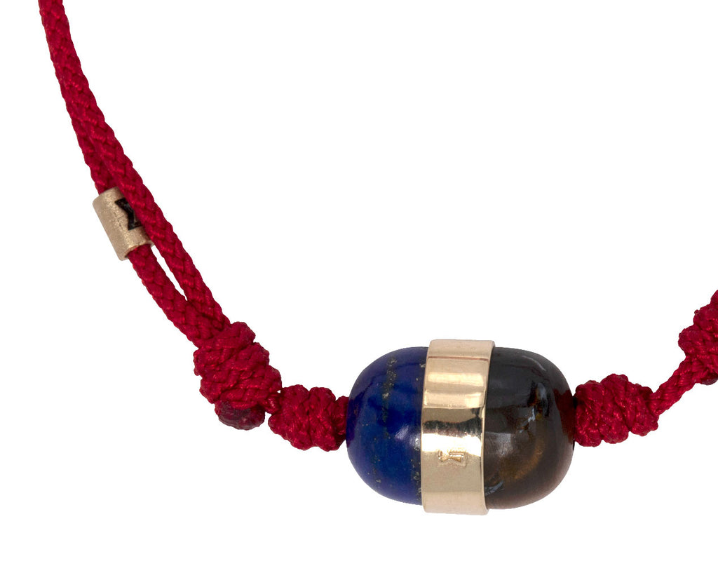 Luis Morais Red Chord Lapis and Tiger's Eye Collar Charm Bracelet - Closeup