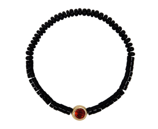 Luis Morais Garnet Charm and Gemstone Beaded Bracelet