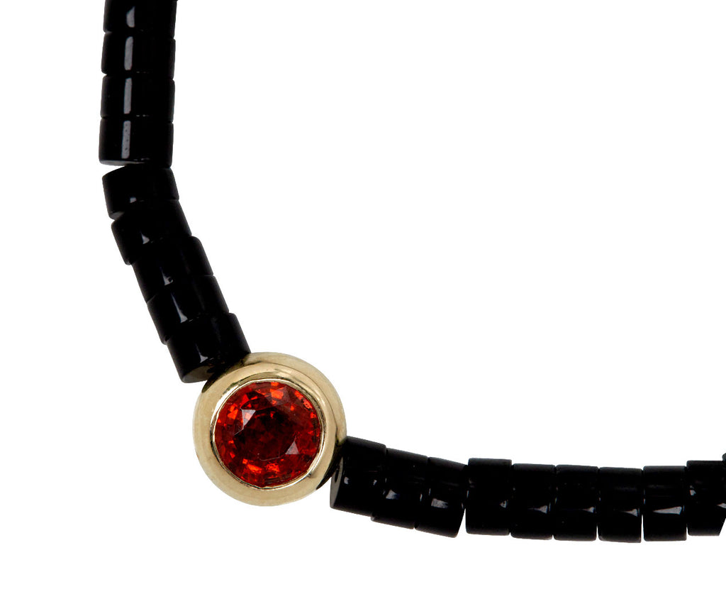 Luis Morais Garnet Charm and Gemstone Beaded Bracelet - Closeup Charm