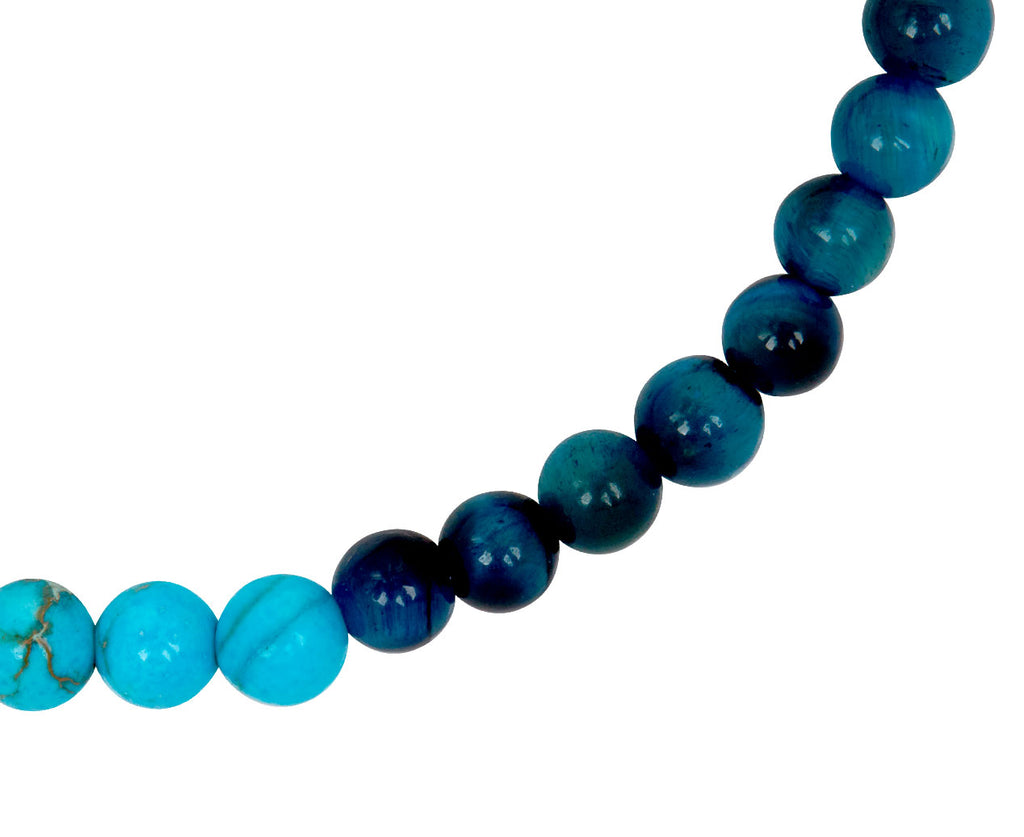 Luis Morais Clover Ingot on Multi Gemstone Beaded Bracelet - Closeup