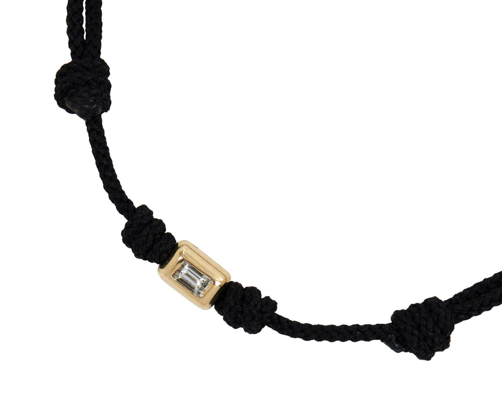 Luis Morais White Diamond Baguette Charm Bracelet - Closeup