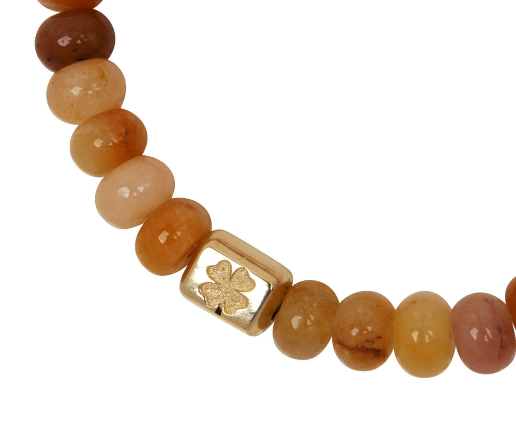 Luis Morais Clover Ingot and Yellow Aventurine Beaded Bracelet - Closeup Clover Ingot