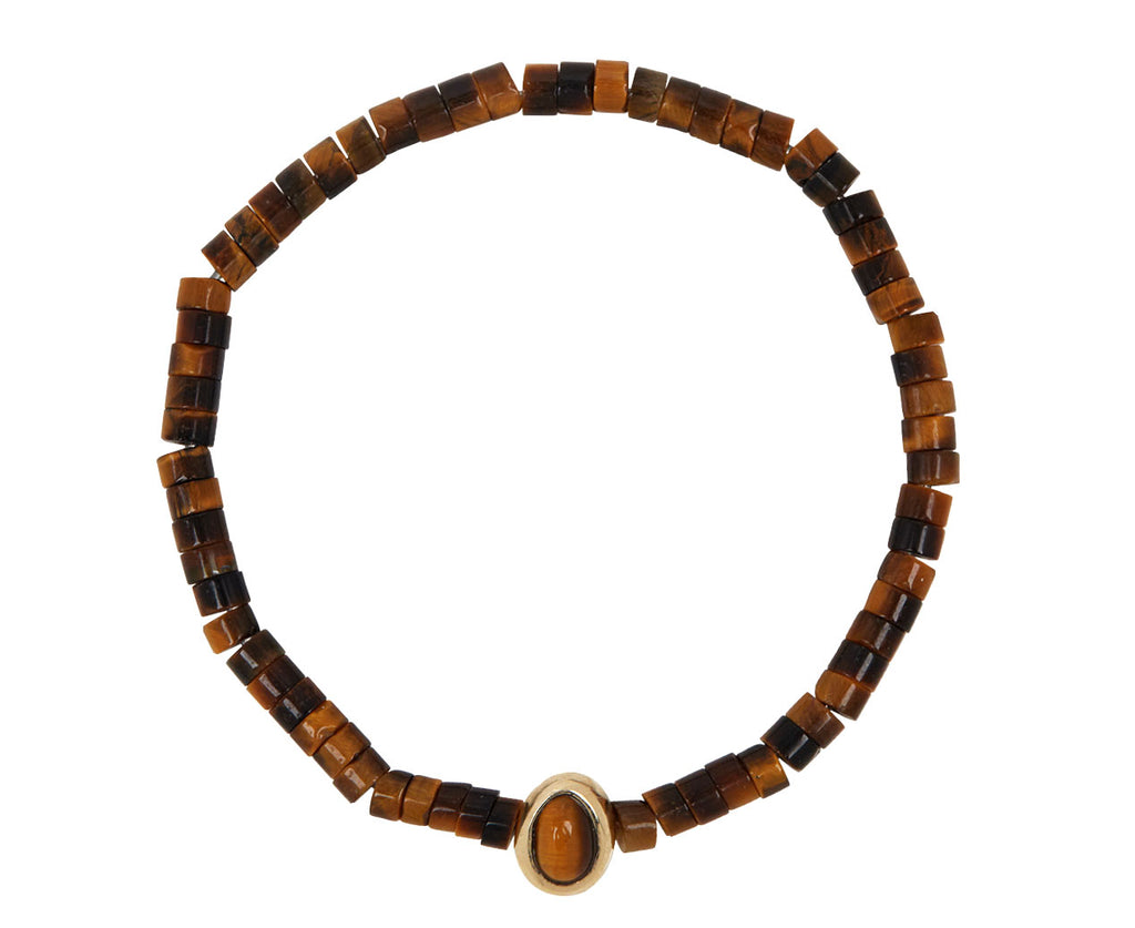 Luis Morais Tigers Eye Bead on Tigers Eye Beaded Bracelet
