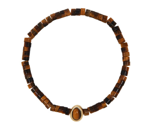 Luis Morais Tigers Eye Bead on Tigers Eye Beaded Bracelet