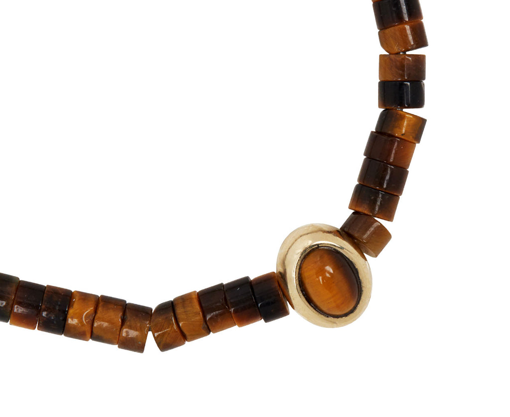 Luis Morais Tigers Eye Bead on Tigers Eye Beaded Bracelet - Closeup Charm