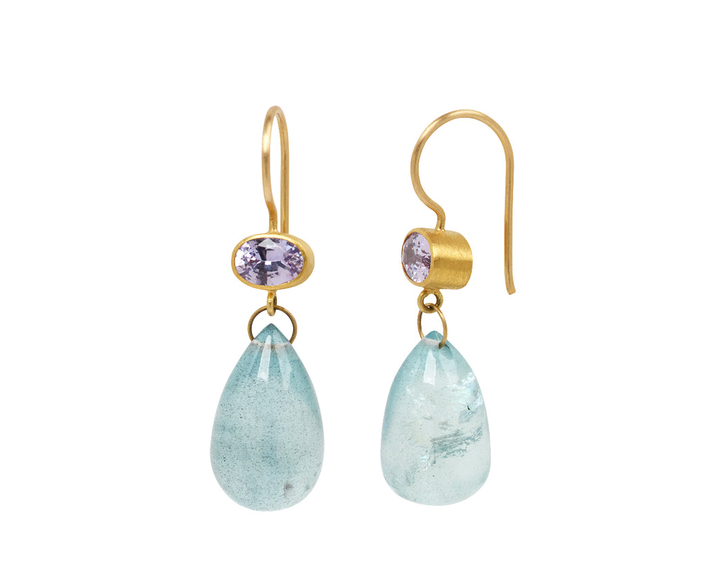 Pink Sapphire and Aquamarine Apple and Eve Earrings
