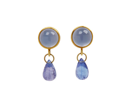 Blue Chalcedony and Tanzanite Apple and Eve Earrings