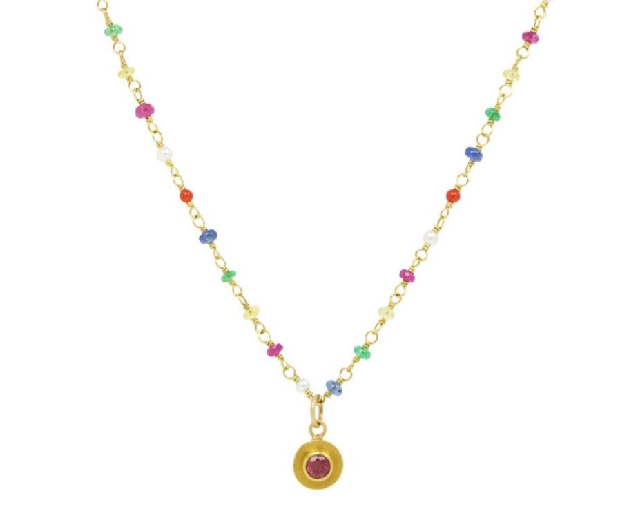 Rainbow Spun Sugar and Top Hat Pendant Necklace