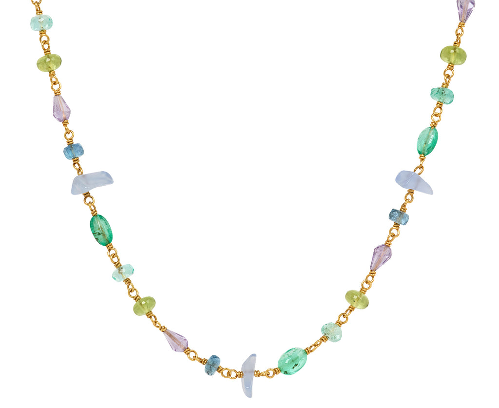 Green and Blue Spun Sugar Necklace