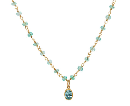 Emerald and Light Blue Zircon Spun Sugar Necklace