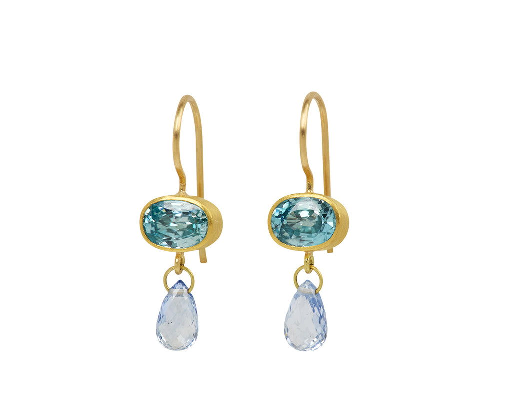 Light Blue Zircon and Sapphire Apple and Eve Earrings