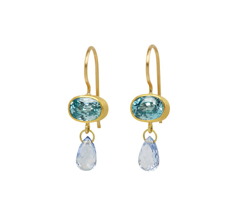 Light Blue Zircon and Sapphire Apple and Eve Earrings