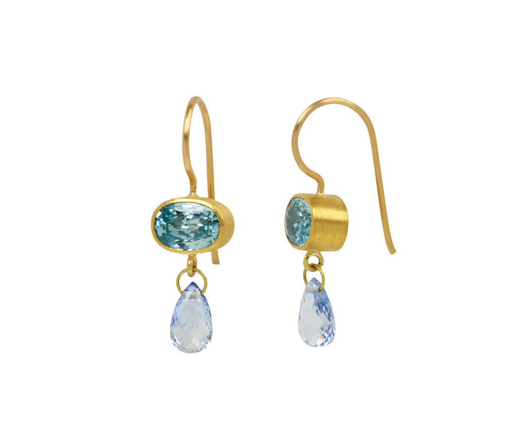 Light Blue Zircon and Sapphire Apple and Eve Earrings