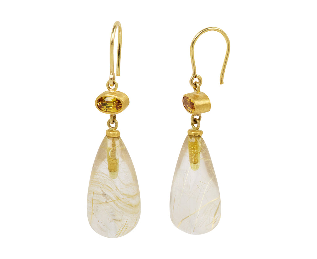 Yellow Sapphire and Rutilated Quartz Apple and Eve Earrings