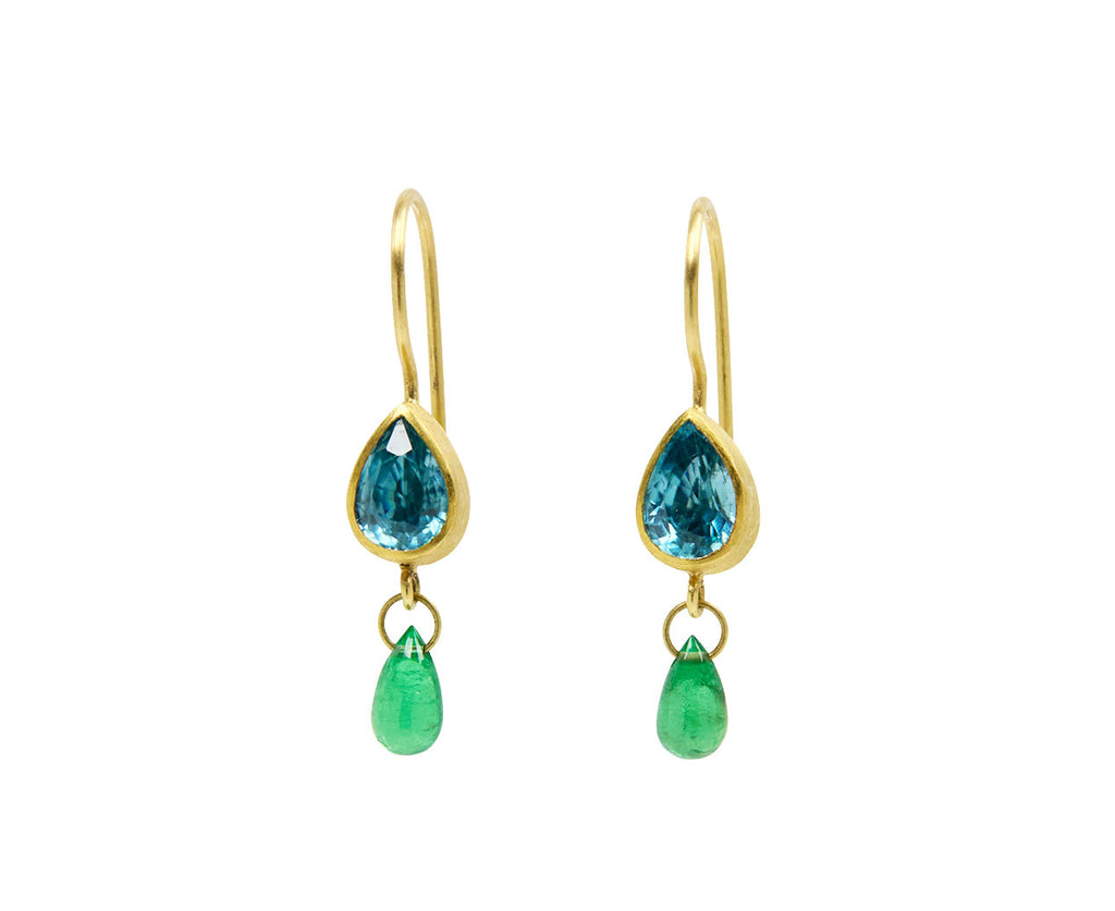 Blue Zircon and Tsavorite Apple and Eve Earrings