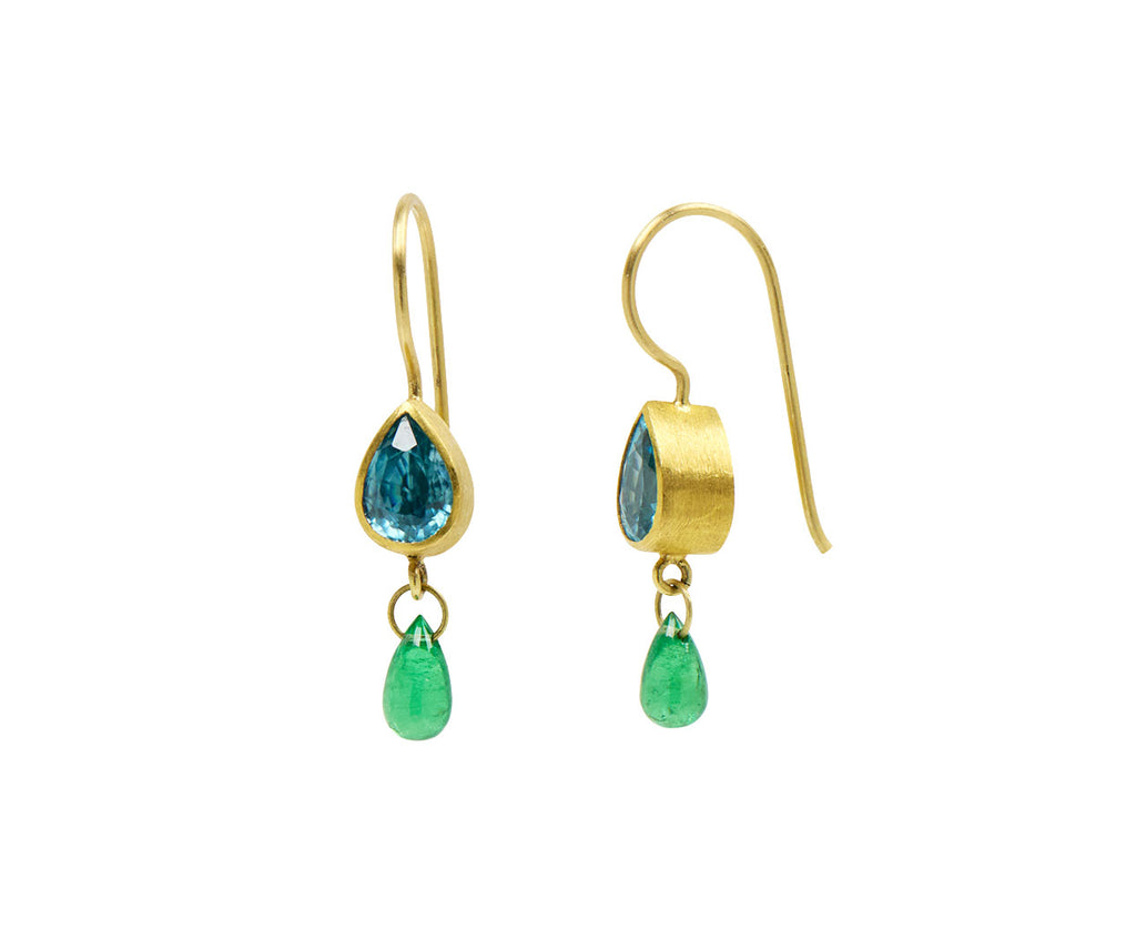 Blue Zircon and Tsavorite Apple and Eve Earrings