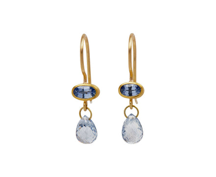 Double Light Blue Sapphire Apple & Eve Earrings