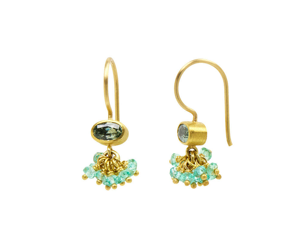 Moss Sapphire and Emerald Spinkle Earrings