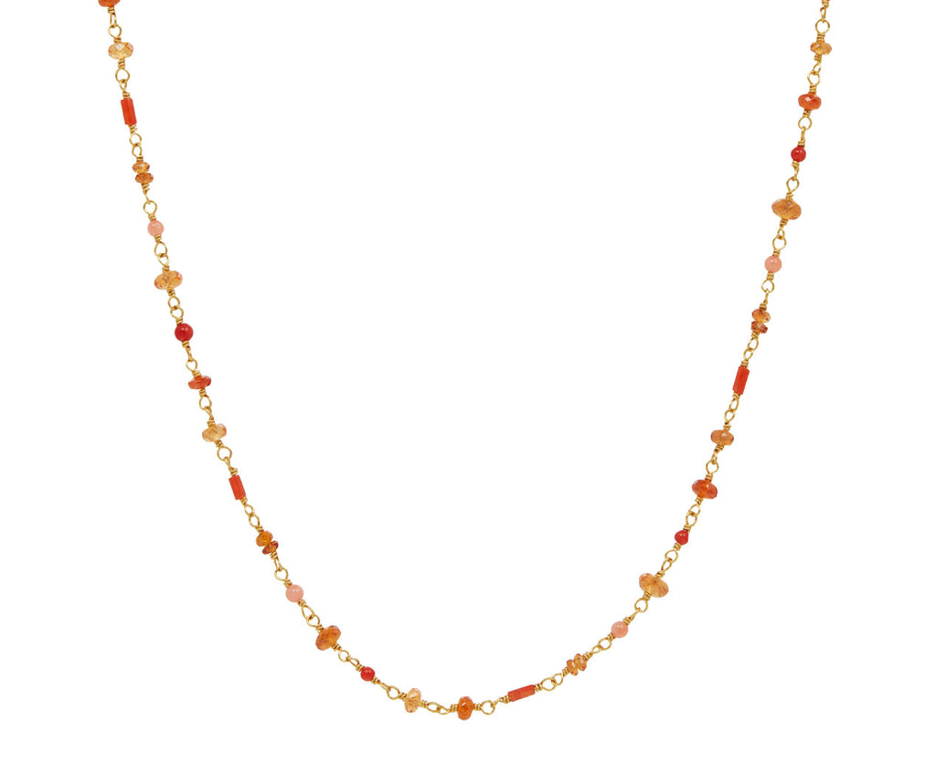 Coral and Mandarin Garnet Spun Sugar Necklace