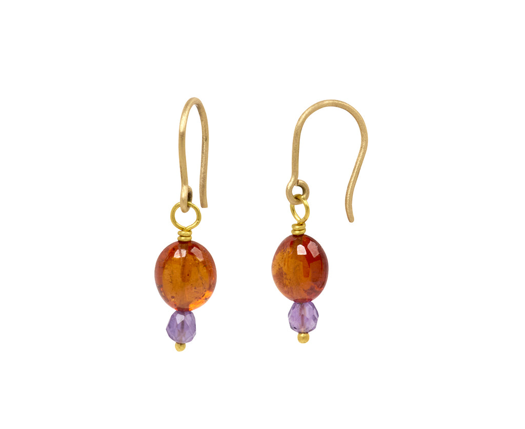 Mallary Marks Spun Sugar Hessonite and Amethyst Earrings - Side View