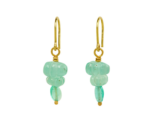 Mallary Marks Spun Sugar Carved Emerald and Smooth Earrings