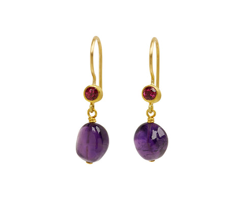 Rubellite and Amethyst Apple and Eve Earrings
