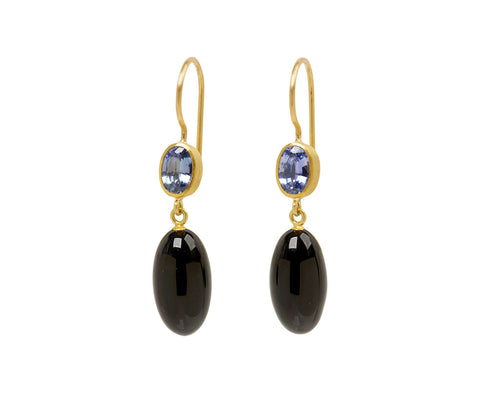 Purple Sapphire and Black Agate Apple and Eve Earrings