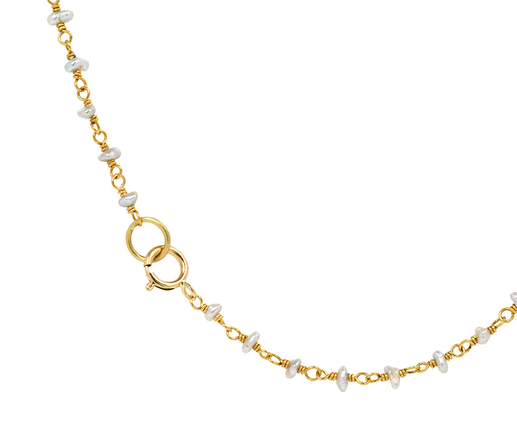 Light Gray Keshi Pearl and Diamond Pendant Spun Sugar Necklace