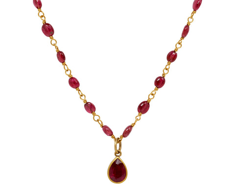 Red Spinel and Ruby Spun Sugar Necklace