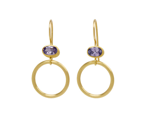 Purple Sapphire Jump Through Hoop Earrings