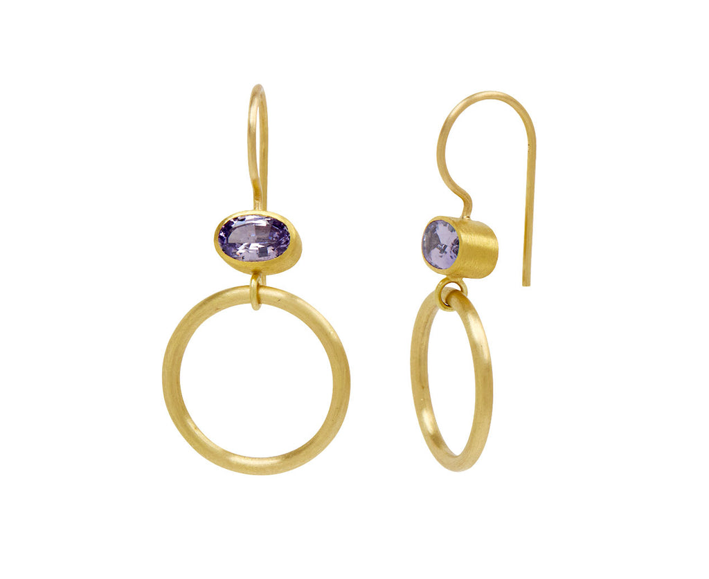 Purple Sapphire Jump Through Hoop Earrings