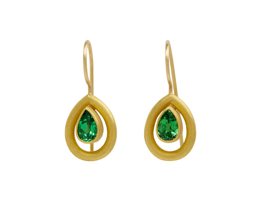 Tsavorite Garnet Halo Wire Earrings
