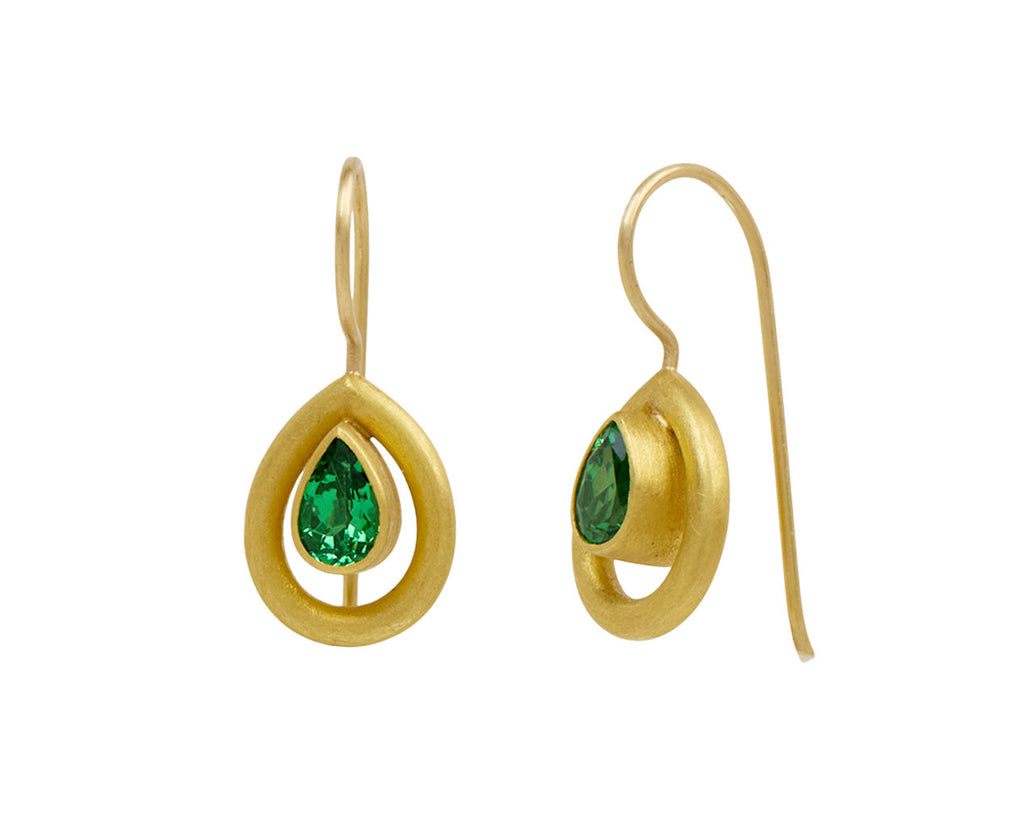 Tsavorite Garnet Halo Wire Earrings