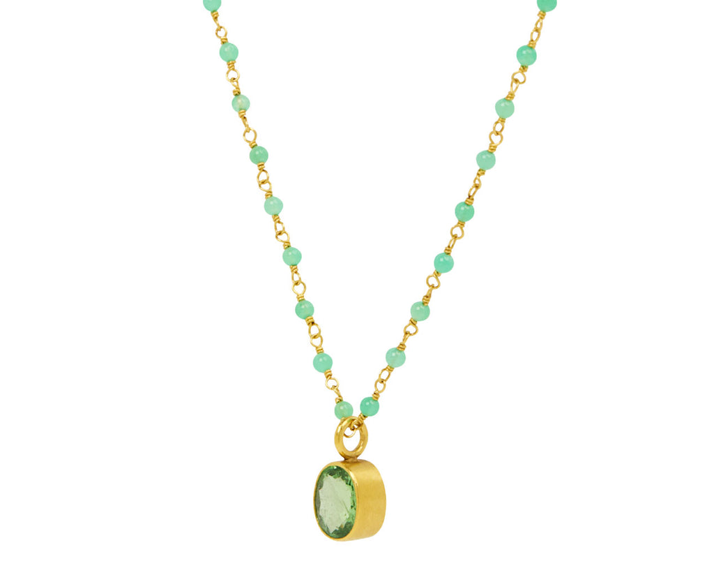 Chrysoprase and Tsavorite Garnet Spun Sugar Necklace