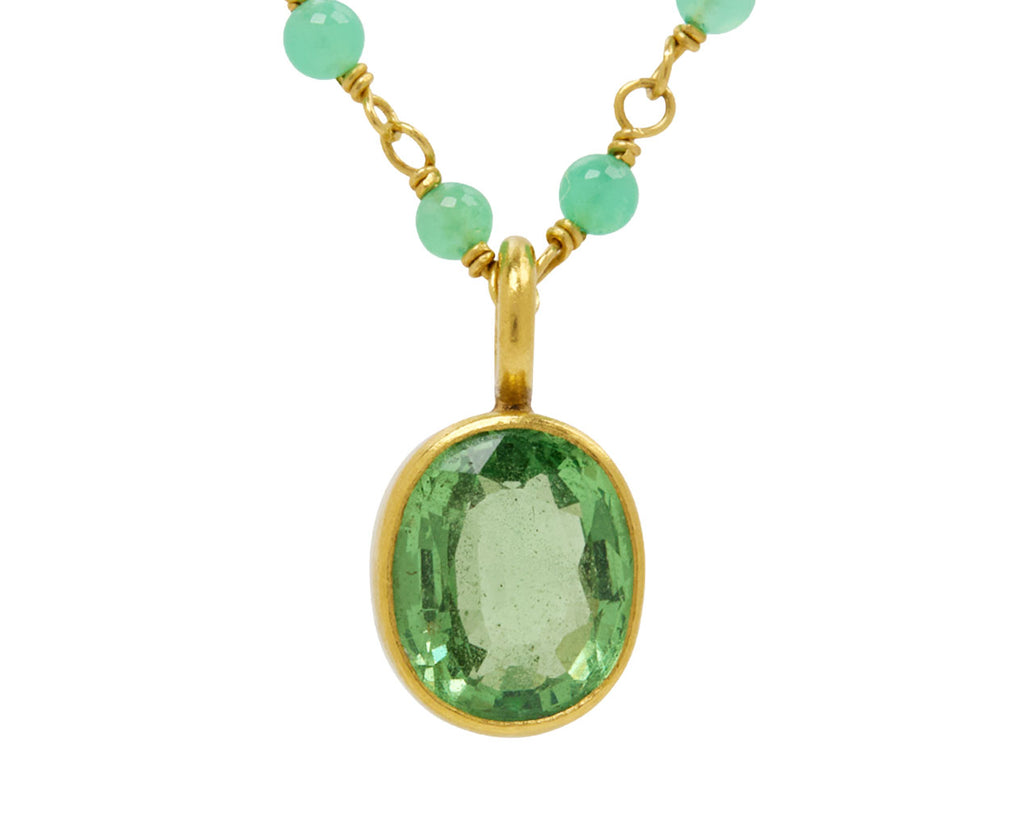 Chrysoprase and Tsavorite Garnet Spun Sugar Necklace
