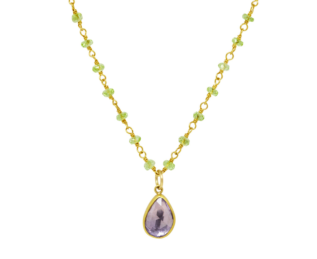 Chrysoberyl and Sapphire Spun Sugar Pendant Necklace
