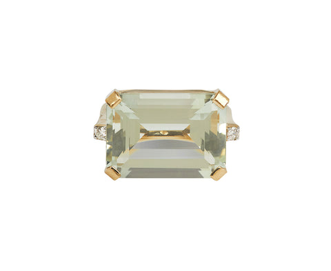 Mateo East West Green Amethyst and Diamond Ring